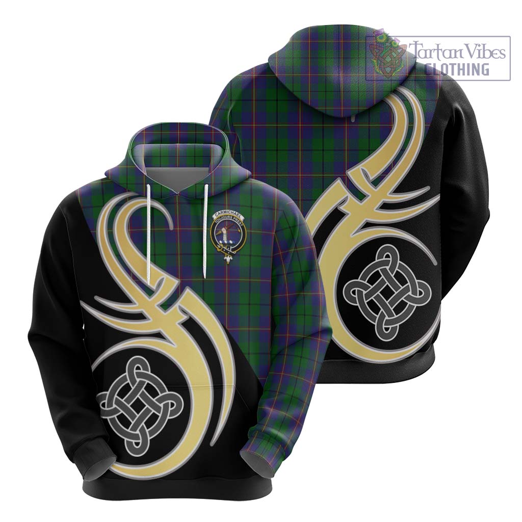 Carmichael Tartan Hoodie with Family Crest and Celtic Symbol Style - Tartan Vibes Clothing