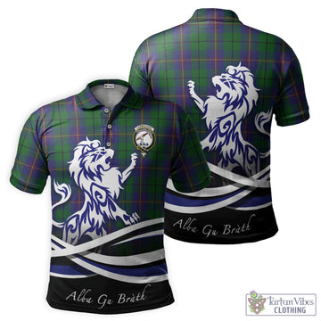 Carmichael Tartan Polo Shirt with Alba Gu Brath Regal Lion Emblem