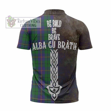 Tartan Vibes Clothing Carmichael Tartan Family Crest Zipper Polo Shirt Alba Gu Brath Be Brave Lion Ancient Style