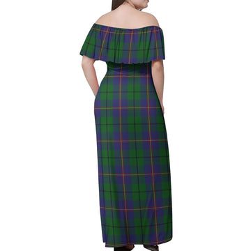 Carmichael Tartan Off Shoulder Long Dress - Tartanvibesclothing
