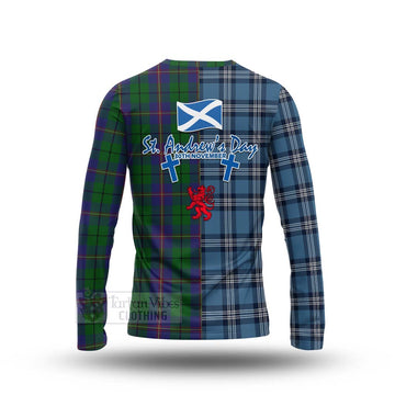 Tartan Vibes Clothing Carmichael Tartan Long Sleeve T-Shirt Happy St. Andrew's Day Half Tartan Style