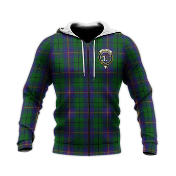 Carmichael Tartan Knitted Hoodie with Family Crest