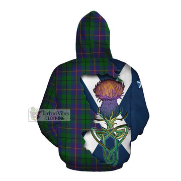 Tartan Vibes Clothing Carmichael Tartan Family Crest Cotton Hoodie Scottish Thistle Celtic Inspired