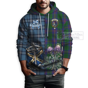 Tartan Vibes Clothing Carmichael Tartan Hoodie Happy St. Andrew's Day Half Tartan Style