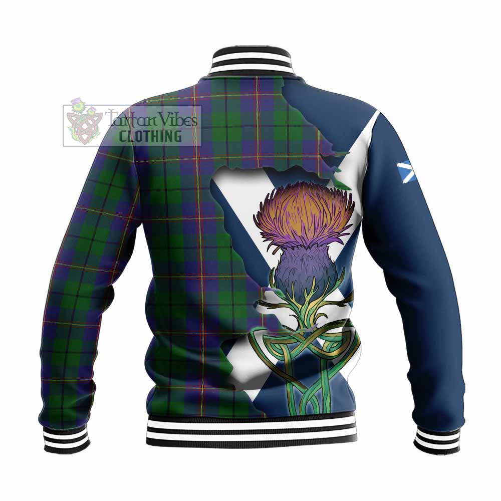 Tartan Vibes Clothing Carmichael Tartan Family Crest Baseball Jacket Scottish Thistle Celtic Inspired