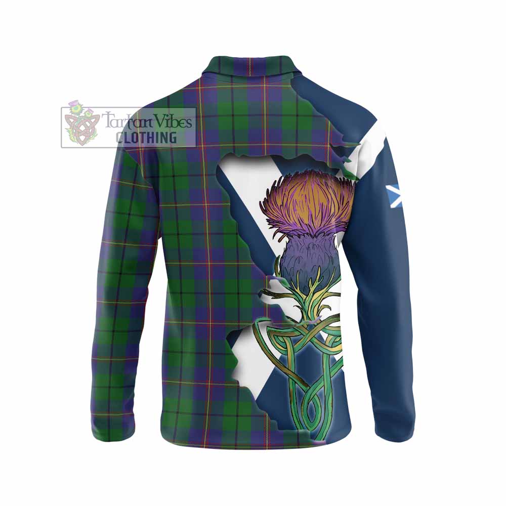 Tartan Vibes Clothing Carmichael Tartan Family Crest Long Sleeve Polo Shirt Scottish Thistle Celtic Inspired