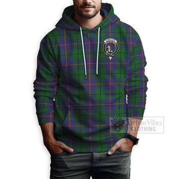 Tartan Vibes Clothing Carmichael Tartan Hoodie with Family Crest and Bearded Skull Holding Bottles of Whiskey