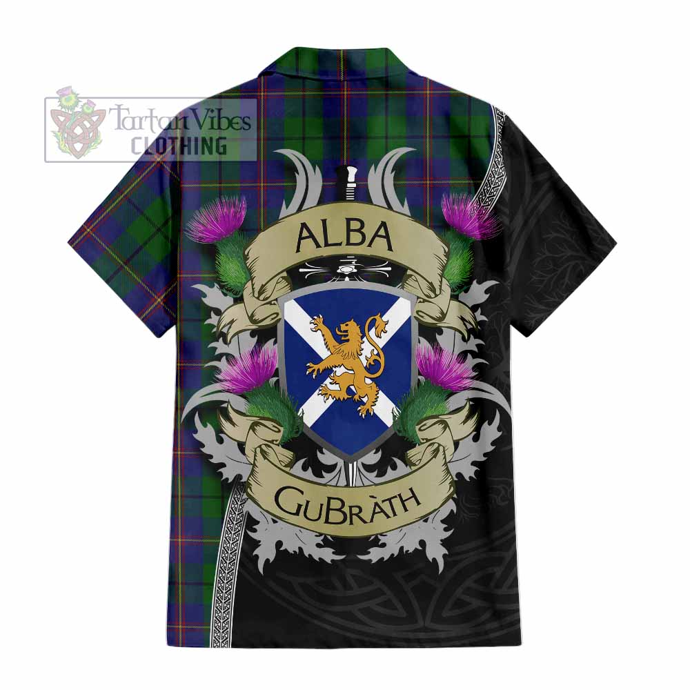 Tartan Vibes Clothing Carmichael Tartan Family Crest Short Sleeve Button Shirt Lion Rampant Royal Thistle Shield Celtic Inspired