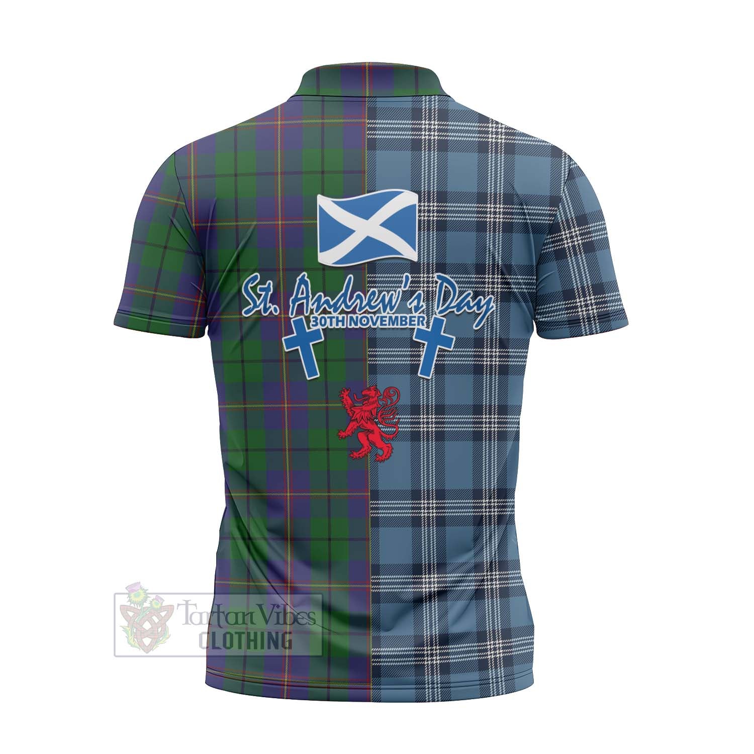 Tartan Vibes Clothing Carmichael Tartan Zipper Polo Shirt Happy St. Andrew's Day Half Tartan Style
