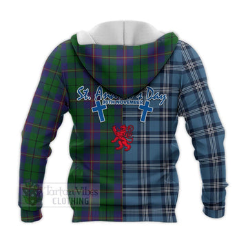 Tartan Vibes Clothing Carmichael Tartan Knitted Hoodie Happy St. Andrew's Day Half Tartan Style