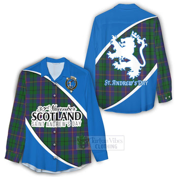 Tartan Vibes Clothing Carmichael Family Crest Tartan Women's Casual Shirt Celebrate Saint Andrew's Day in Style