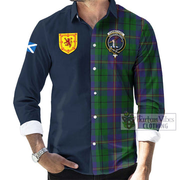 Tartan Vibes Clothing Carmichael Tartan Long Sleeve Button Shirt with Scottish Lion Royal Arm Half Style
