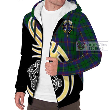 Carmichael Tartan Sherpa Hoodie with Family Crest and Celtic Symbol Style - Tartan Vibes Clothing