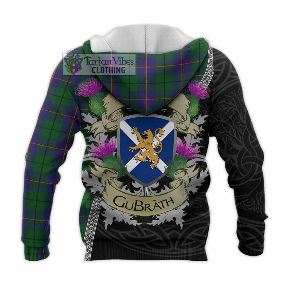 Tartan Vibes Clothing Carmichael Tartan Family Crest Knitted Hoodie Lion Rampant Royal Thistle Shield Celtic Inspired
