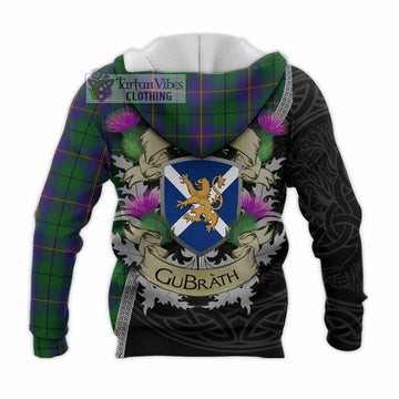 Tartan Vibes Clothing Carmichael Tartan Family Crest Knitted Hoodie Lion Rampant Royal Thistle Shield Celtic Inspired