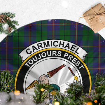 Carmichael Tartan Christmas Tree Skirt with Family Crest - Tartanvibesclothing