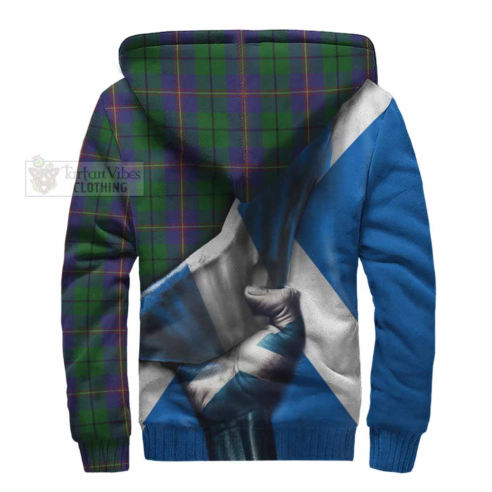 Tartan Vibes Clothing Carmichael Tartan Sherpa Hoodie with Family Crest Scotland Patriotic Style