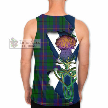 Tartan Vibes Clothing Carmichael Tartan Family Crest Men's Tank Top Scottish Thistle Celtic Inspired