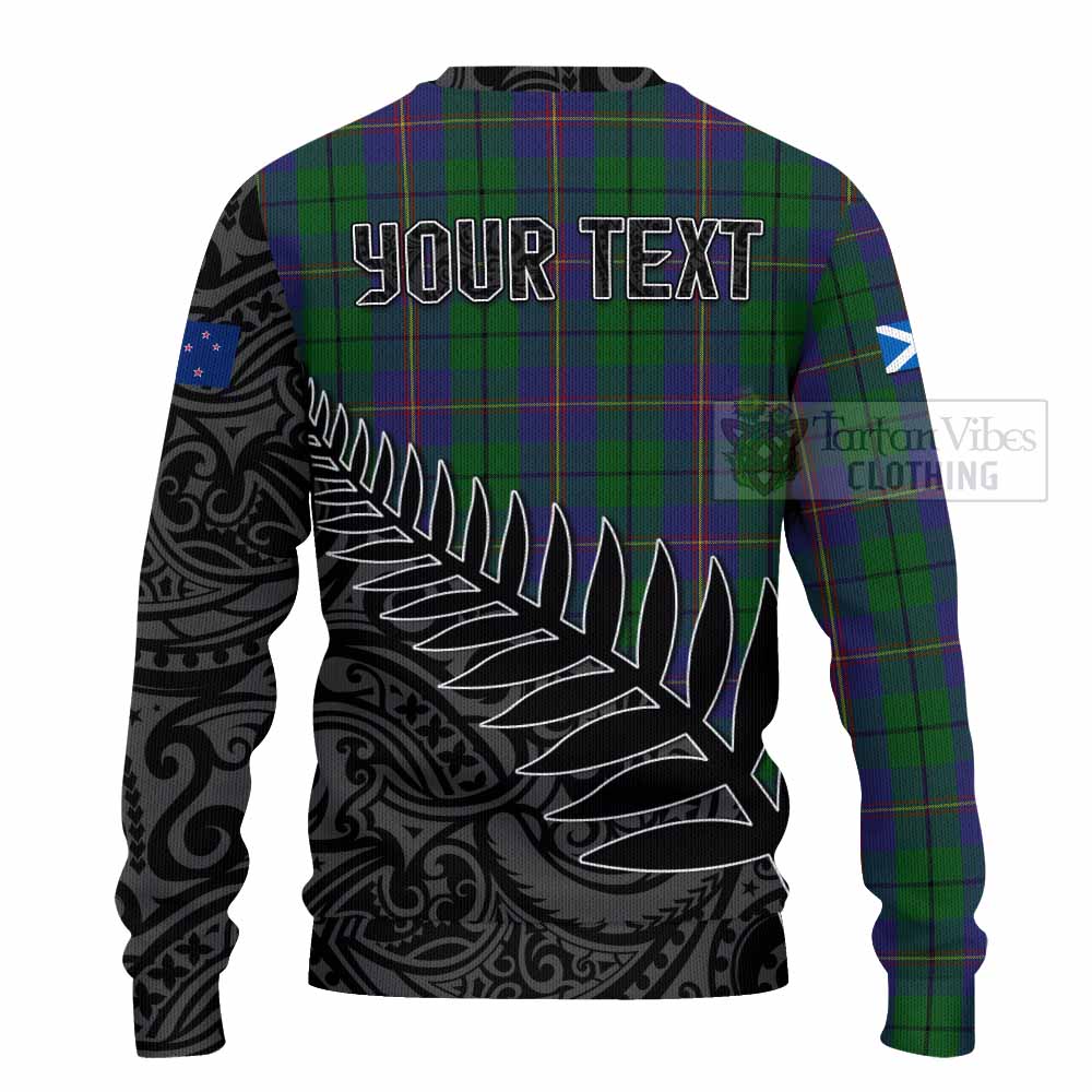 Tartan Vibes Clothing Carmichael Crest Tartan Knitted Sweater with New Zealand Silver Fern Half Style
