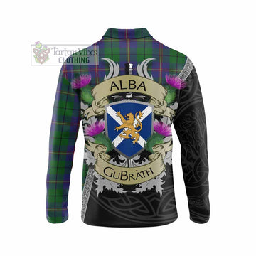 Tartan Vibes Clothing Carmichael Tartan Family Crest Long Sleeve Polo Shirt Lion Rampant Royal Thistle Shield Celtic Inspired