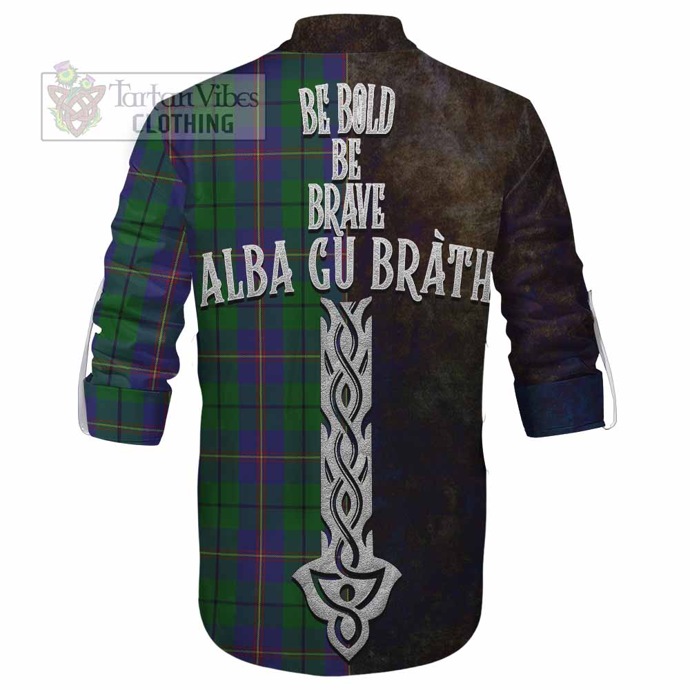 Tartan Vibes Clothing Carmichael Tartan Family Crest Ghillie Kilt Shirt Alba Gu Brath Be Brave Lion Ancient Style