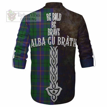 Tartan Vibes Clothing Carmichael Tartan Family Crest Ghillie Kilt Shirt Alba Gu Brath Be Brave Lion Ancient Style