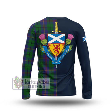 Tartan Vibes Clothing Carmichael Tartan Long Sleeve T-Shirt with Scottish Lion Royal Arm Half Style
