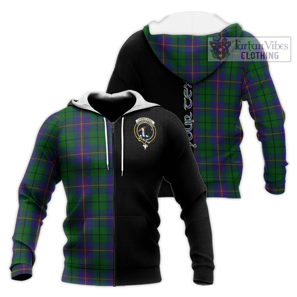 Carmichael Tartan Knitted Hoodie with Family Crest and Half Of Me Style Unisex Knitted Zip Hoodie - Tartanvibesclothing Shop