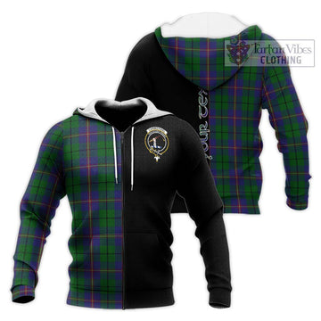 Carmichael Tartan Knitted Hoodie with Family Crest and Half Of Me Style Unisex Knitted Zip Hoodie - Tartanvibesclothing Shop
