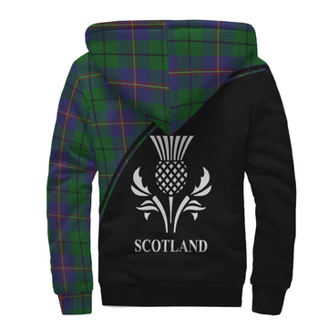 Carmichael Tartan Sherpa Hoodie with Family Crest Curve Style