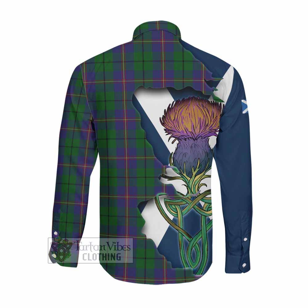 Tartan Vibes Clothing Carmichael Tartan Family Crest Long Sleeve Button Shirt Scottish Thistle Celtic Inspired