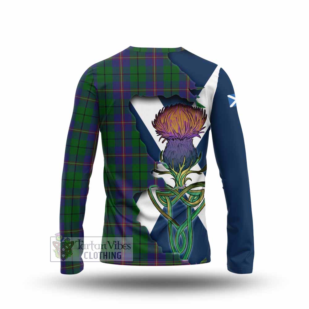 Tartan Vibes Clothing Carmichael Tartan Family Crest Long Sleeve T-Shirt Scottish Thistle Celtic Inspired