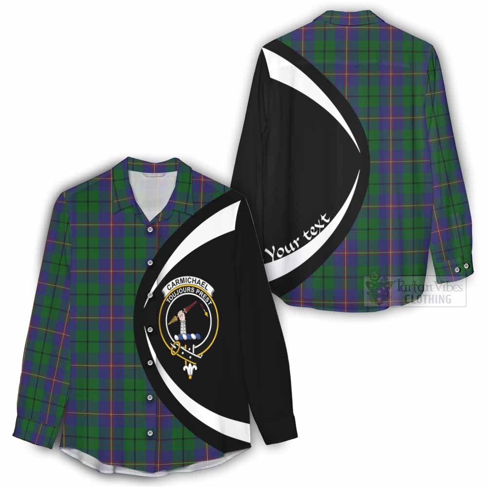 Tartan Vibes Clothing Carmichael Tartan Women's Casual Shirt with Family Crest Circle Style