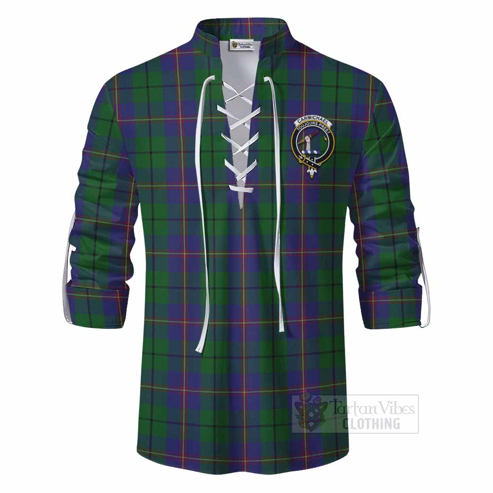 Tartan Vibes Clothing Carmichael Tartan Ghillie Kilt Shirt with Family Crest DNA In Me Style