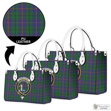 Tartan Vibes Clothing Carmichael Tartan Luxury Leather Handbags with Family Crest