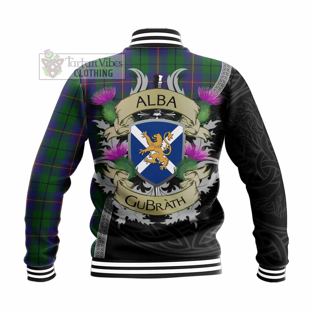 Tartan Vibes Clothing Carmichael Tartan Family Crest Baseball Jacket Lion Rampant Royal Thistle Shield Celtic Inspired