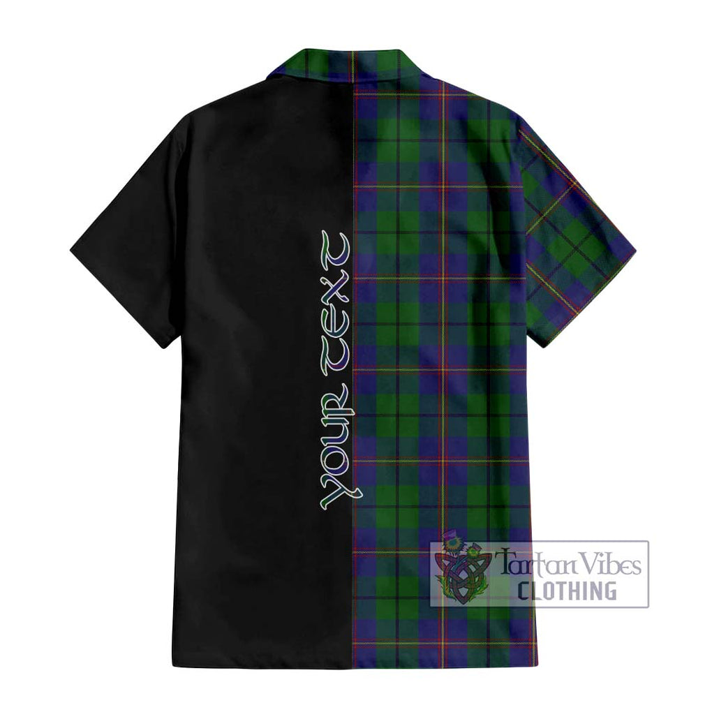 Carmichael Tartan Short Sleeve Button Shirt with Family Crest and Half Of Me Style - Tartanvibesclothing Shop