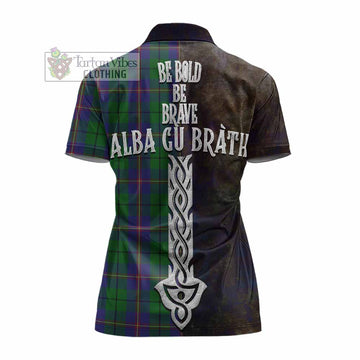 Tartan Vibes Clothing Carmichael Tartan Family Crest Women's Polo Shirt Alba Gu Brath Be Brave Lion Ancient Style