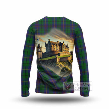 Tartan Vibes Clothing Carmichael Tartan Family Crest Long Sleeve T-Shirt with Scottish Ancient Castle Style