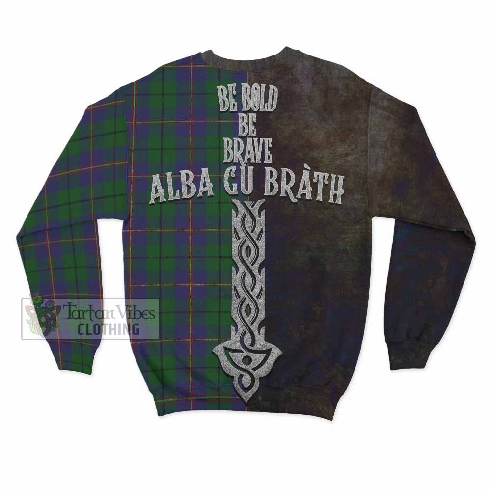 Tartan Vibes Clothing Carmichael Tartan Family Crest Sweatshirt Alba Gu Brath Be Brave Lion Ancient Style