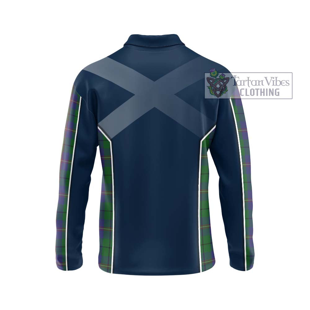 Carmichael Tartan Long Sleeve Polo Shirt with Family Crest and Lion Rampant Vibes Sport Style - Tartan Vibes Clothing