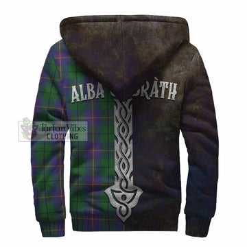 Tartan Vibes Clothing Carmichael Tartan Family Crest Sherpa Hoodie Alba Gu Brath Be Brave Lion Ancient Style