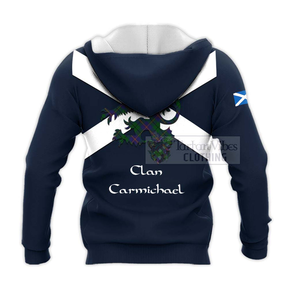 Tartan Vibes Clothing Carmichael Tartan Lion Rampant Knitted Hoodie – Proudly Display Your Heritage with Alba Gu Brath and Clan Name