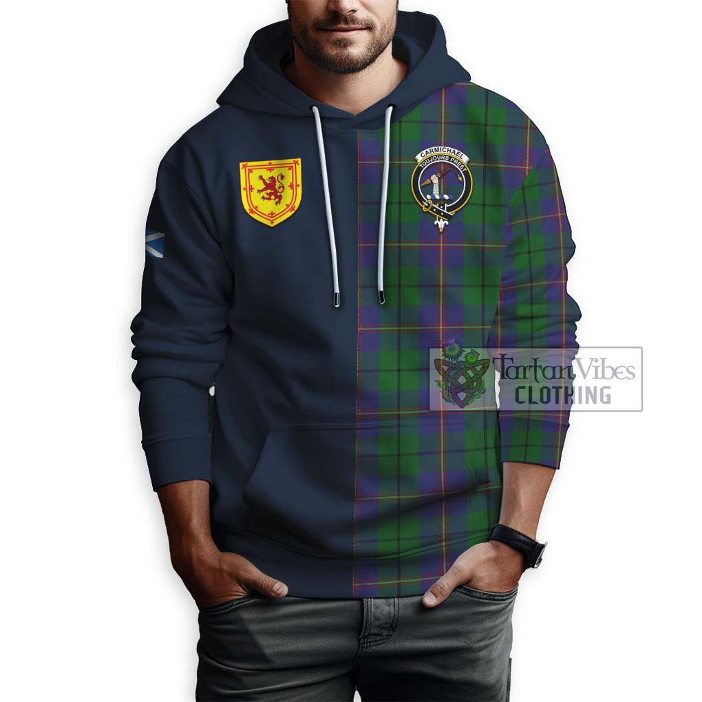 Tartan Vibes Clothing Carmichael Tartan Hoodie with Scottish Lion Royal Arm Half Style