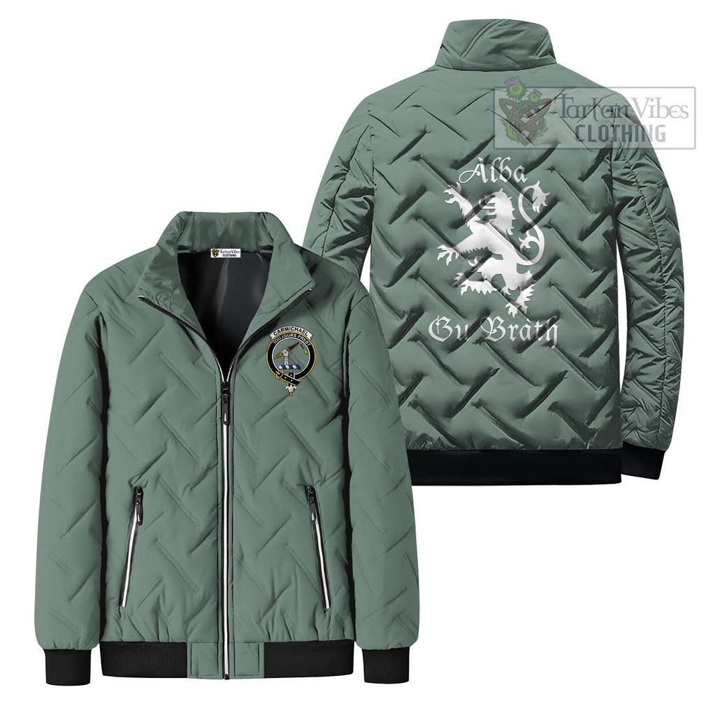 Carmichael Family Crest Padded Cotton Jacket Lion Rampant Alba Gu Brath Style Mint Unisex - 2D-tartanvibesclothing