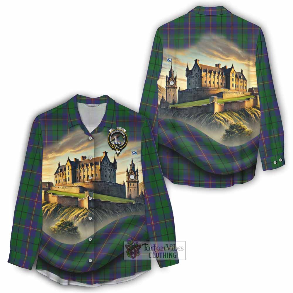 Tartan Vibes Clothing Carmichael Tartan Family Crest Women's Casual Shirt with Scottish Ancient Castle Style