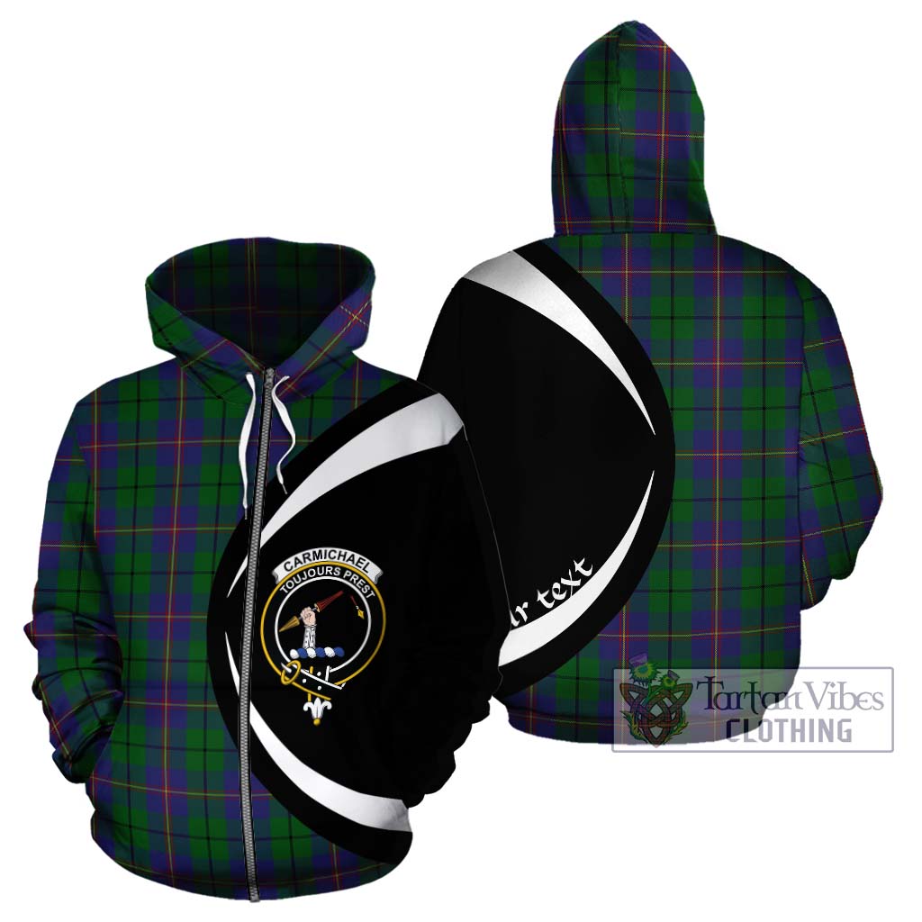 Tartan Vibes Clothing Carmichael Tartan Hoodie with Family Crest Circle Style
