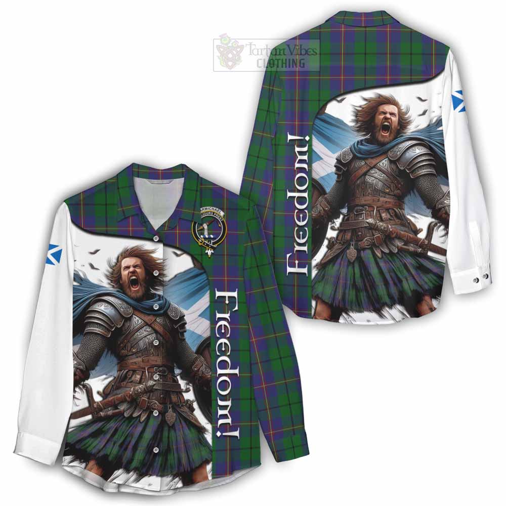 Tartan Vibes Clothing Carmichael Crest Tartan Women's Casual Shirt Inspired by the Freedom of Scottish Warrior