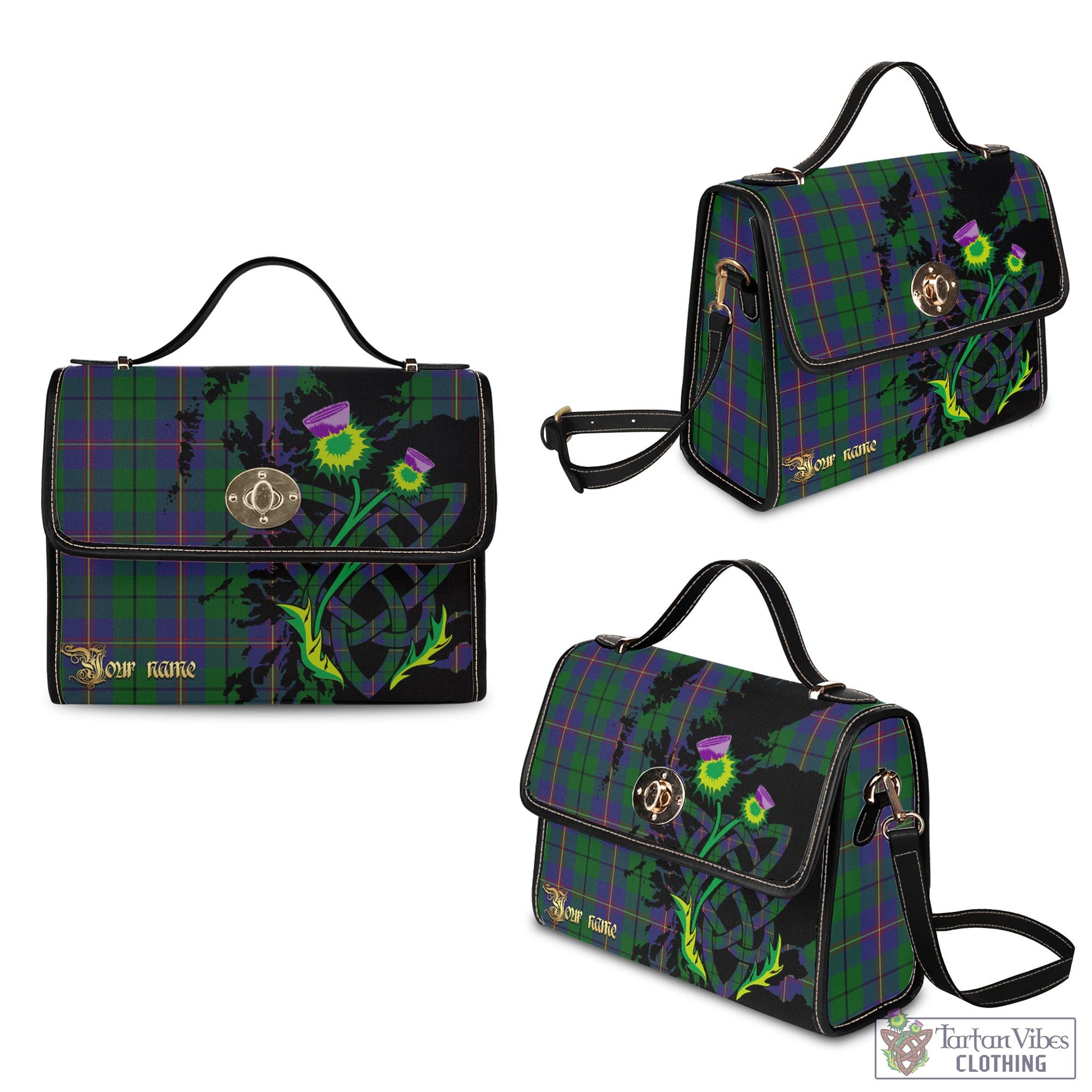 Tartan Vibes Clothing Carmichael Tartan Waterproof Canvas Bag with Scotland Map and Thistle Celtic Accents