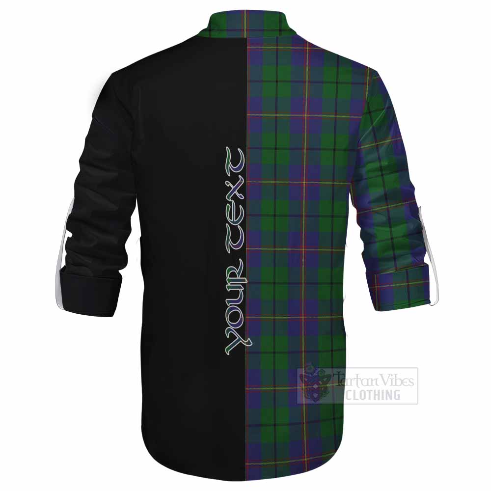 Tartan Vibes Clothing Carmichael Tartan Ghillie Kilt Shirt with Family Crest and Half Of Me Style
